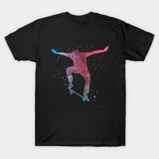 Water Colour Skater Ollie Cool Skateboarding Gift T-Shirt